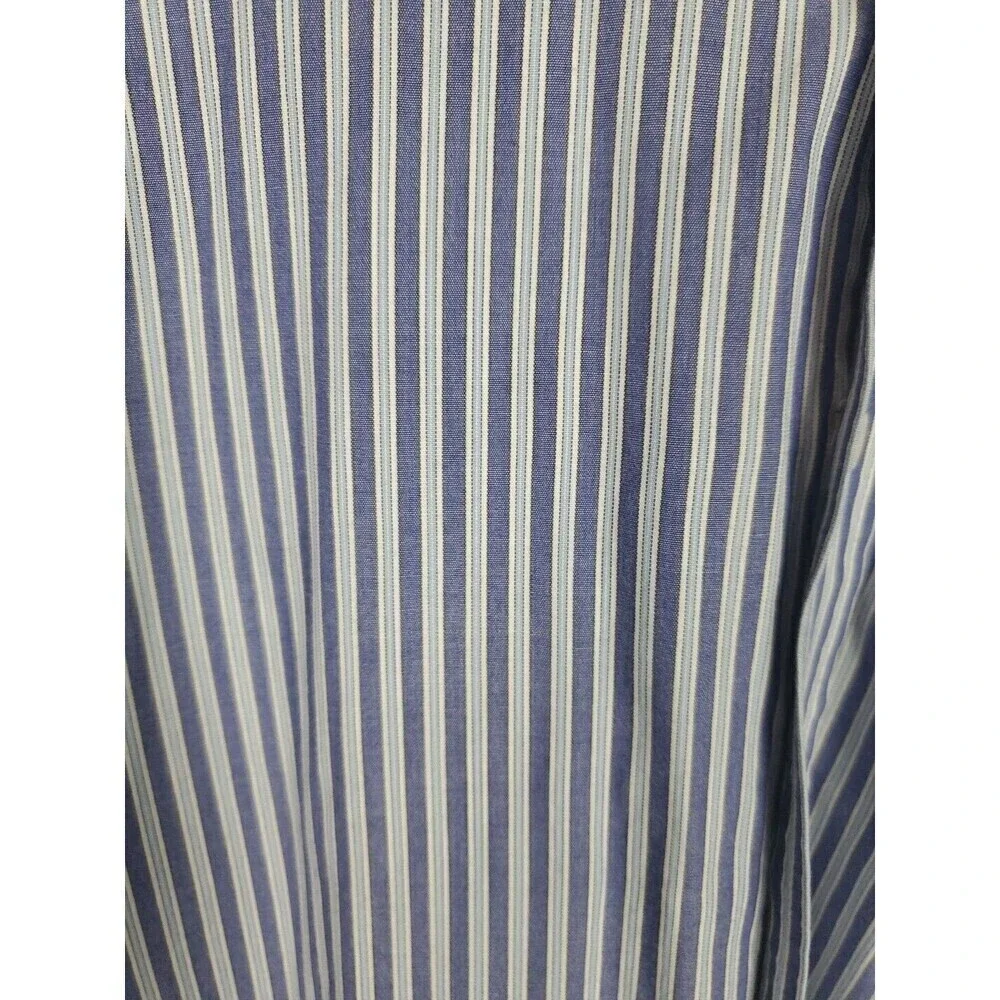 Chaps Shirt Mens Large Striped Purple Blue Button Long Sleeve Pocket - Picture 5 of 7